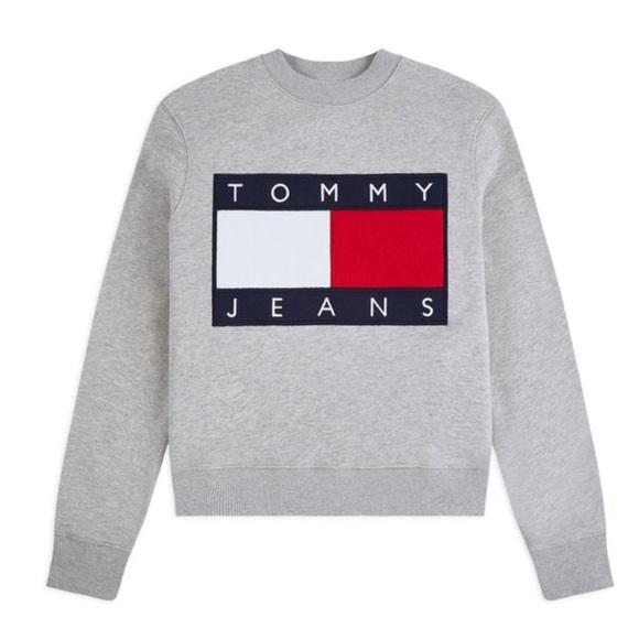 Tommy Hilfiger Sweaters - Tommy Hilfiger Grey Crew Neck Flag Logo Sweater